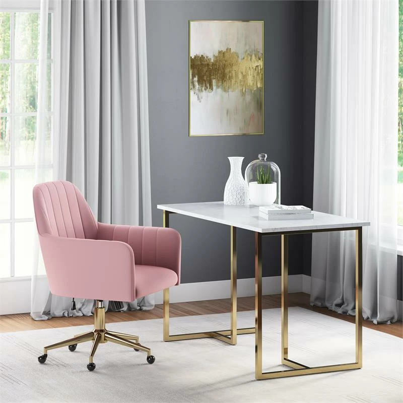 Top 10 🔔 Home Fare Channeled Back Office Chair In Blush Pink Velvet 💯 8 Top 10 🔔 Home Fare Channeled Back Office Chair In Blush Pink Velvet 💯 - Image 6