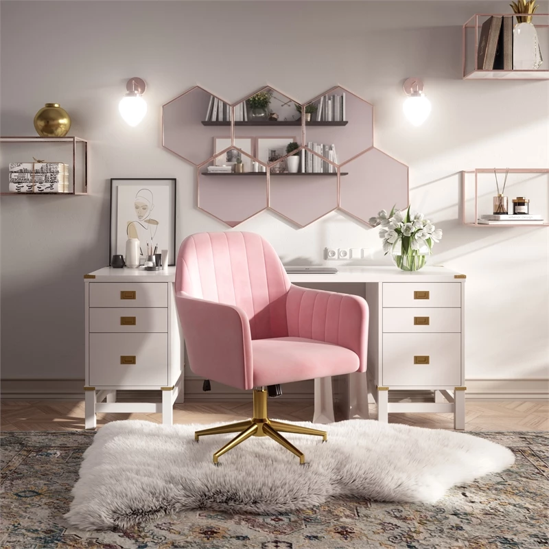 Top 10 🔔 Home Fare Channeled Back Office Chair In Blush Pink Velvet 💯 10 Top 10 🔔 Home Fare Channeled Back Office Chair In Blush Pink Velvet 💯 - Image 8