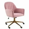 Top 10 🔔 Home Fare Channeled Back Office Chair In Blush Pink Velvet 💯 -Deals Writing Desks Store 2367768 L