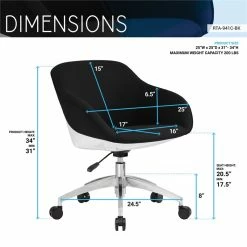 Coupon ❤️ Techni Mobili Fabric Upholstered Office Swivel Chair In Black 🛒 -Deals Writing Desks Store 2385407 19 L