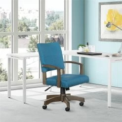 Coupon 🧨 OSP Home Furnishings Santina Bankers Chair With Antique Gray Finish And Blue Fabric 🤩 -Deals Writing Desks Store 2389386 1 L