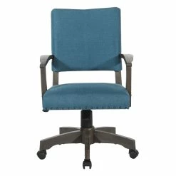 Coupon 🧨 OSP Home Furnishings Santina Bankers Chair With Antique Gray Finish And Blue Fabric 🤩 -Deals Writing Desks Store 2389386 2 L