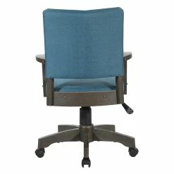 Coupon 🧨 OSP Home Furnishings Santina Bankers Chair With Antique Gray Finish And Blue Fabric 🤩 -Deals Writing Desks Store 2389386 4 L