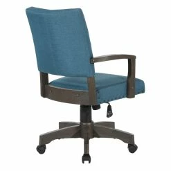 Coupon 🧨 OSP Home Furnishings Santina Bankers Chair With Antique Gray Finish And Blue Fabric 🤩 -Deals Writing Desks Store 2389386 5 L