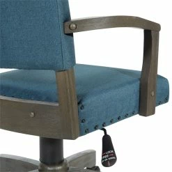 Coupon 🧨 OSP Home Furnishings Santina Bankers Chair With Antique Gray Finish And Blue Fabric 🤩 -Deals Writing Desks Store 2389386 6 L