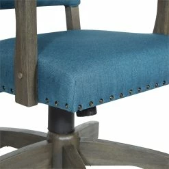Coupon 🧨 OSP Home Furnishings Santina Bankers Chair With Antique Gray Finish And Blue Fabric 🤩 -Deals Writing Desks Store 2389386 7 L