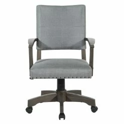 Best deal 💯 OSP Home Furnishings Santina Bankers Chair With Antique Gray Finish And Gray Fabric ⭐ -Deals Writing Desks Store 2389387 2 L
