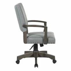 Best deal 💯 OSP Home Furnishings Santina Bankers Chair With Antique Gray Finish And Gray Fabric ⭐ -Deals Writing Desks Store 2389387 3 L