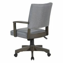 Best deal 💯 OSP Home Furnishings Santina Bankers Chair With Antique Gray Finish And Gray Fabric ⭐ -Deals Writing Desks Store 2389387 5 L