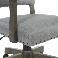 Best deal 💯 OSP Home Furnishings Santina Bankers Chair With Antique Gray Finish And Gray Fabric ⭐ -Deals Writing Desks Store 2389387 6 L