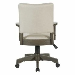 Hot Sale 🌟 OSP Home Furnishings Santina Bankers Chair With Antique Gray Finish And Ivory White Fabric 🎉 -Deals Writing Desks Store 2389388 4 L