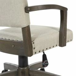 Hot Sale 🌟 OSP Home Furnishings Santina Bankers Chair With Antique Gray Finish And Ivory White Fabric 🎉 -Deals Writing Desks Store 2389388 6 L