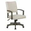 Hot Sale 🌟 OSP Home Furnishings Santina Bankers Chair With Antique Gray Finish And Ivory White Fabric 🎉 -Deals Writing Desks Store 2389388 L