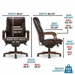 Top 10 🔥 La-Z-Boy Office La-Z-Boy Big And Tall Edmonton Executive Office Chair Brown 🔔 -Deals Writing Desks Store 2404151 18 L