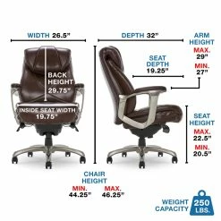 Best Pirce 😍 La-Z-Boy Office La-Z-Boy Cantania Executive Office Chair With AIR Technology In Brown 😀 -Deals Writing Desks Store 2404152 13 L