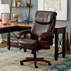 Buy 👍 La-Z-Boy Office La-Z-Boy Big And Tall Trafford Executive Office Chair With AIR Lumbar Brown 🥰 -Deals Writing Desks Store 2404154 17 L