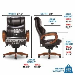 Buy 👍 La-Z-Boy Office La-Z-Boy Big And Tall Trafford Executive Office Chair With AIR Lumbar Brown 🥰 -Deals Writing Desks Store 2404154 18 L