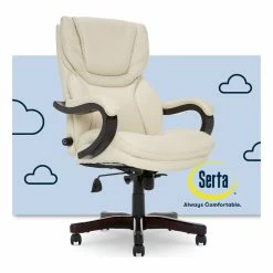 Best reviews of 🤩 Serta At Home Serta Conway Big And Tall Executive Office Chair With Wood Accents Ivory White 👍