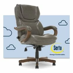 Outlet ⌛ Serta At Home Serta Conway Big And Tall Executive Office Chair With Wood Accents Gray ✨