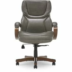 Outlet ⌛ Serta At Home Serta Conway Big And Tall Executive Office Chair With Wood Accents Gray ✨ -Deals Writing Desks Store 2404161 26 L