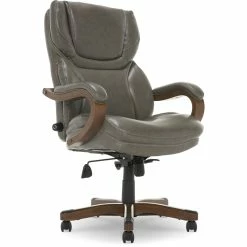 Outlet ⌛ Serta At Home Serta Conway Big And Tall Executive Office Chair With Wood Accents Gray ✨ -Deals Writing Desks Store 2404161 27 L