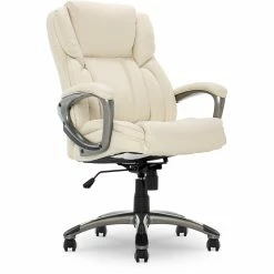 Best Sale 🎉 Serta At Home Serta Garrett Executive Office Chair Ivory White 🎉 -Deals Writing Desks Store 2404163 22 L