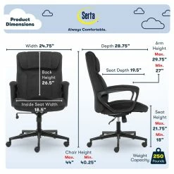 Best Pirce 💯 Serta At Home Serta Hannah Microfiber Office Chair With Headrest Pillow Charcoal Gray ✔️ -Deals Writing Desks Store 2404165 21 L