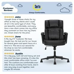 New 🔥 Serta At Home Serta Hannah Office Chair Black Bonded Leather 👏 -Deals Writing Desks Store 2404166 10 L