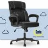 New 🔥 Serta At Home Serta Hannah Office Chair Black Bonded Leather 👏 -Deals Writing Desks Store 2404166 13 L