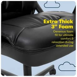 New 🔥 Serta At Home Serta Hannah Office Chair Black Bonded Leather 👏 -Deals Writing Desks Store 2404166 3 L