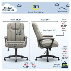 Hot Sale 😉 Serta At Home Serta Connor Office Chair Gray Microfiber 👍 19 Hot Sale 😉 Serta At Home Serta Connor Office Chair Gray Microfiber 👍 -Deals Writing Desks Store 2404168 15 L