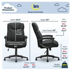 Buy 👏 Serta At Home Serta Connor Office Chair Black Microfiber 💯 -Deals Writing Desks Store 2404169 15 L