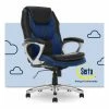 Budget 🤩 Serta At Home Serta Amplify Executive Office Chair Blue 👏 -Deals Writing Desks Store 2404172 17 L