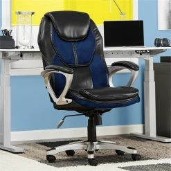Budget 🤩 Serta At Home Serta Amplify Executive Office Chair Blue 👏 -Deals Writing Desks Store 2404172 18 L