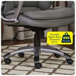 Budget 👏 Serta At Home Serta Big And Tall Executive Office Chair Gray Bonded Leather 🥰 -Deals Writing Desks Store 2404175 11 L