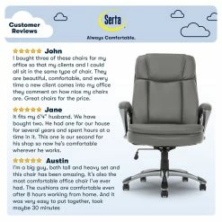 Budget 👏 Serta At Home Serta Big And Tall Executive Office Chair Gray Bonded Leather 🥰 -Deals Writing Desks Store 2404175 4 L