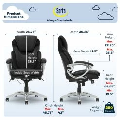 Buy 🔥 Serta At Home Serta Bryce Executive Office Chair With AIR Technology Black Bonded Leather 🥰 -Deals Writing Desks Store 2404176 1 L