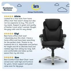 Buy 🔥 Serta At Home Serta Bryce Executive Office Chair With AIR Technology Black Bonded Leather 🥰 -Deals Writing Desks Store 2404176 9 L