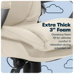 Wholesale 👏 Serta At Home Serta Bryce Executive Office Chair With AIR Technology Cream Bonded Leather 🤩 -Deals Writing Desks Store 2404177 3 L