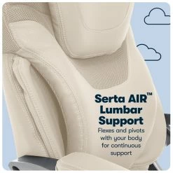 Wholesale 👏 Serta At Home Serta Bryce Executive Office Chair With AIR Technology Cream Bonded Leather 🤩 -Deals Writing Desks Store 2404177 4 L