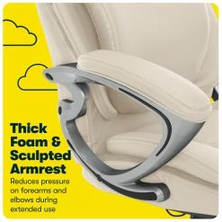 Wholesale 👏 Serta At Home Serta Bryce Executive Office Chair With AIR Technology Cream Bonded Leather 🤩 -Deals Writing Desks Store 2404177 5 L