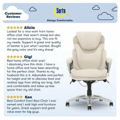 Wholesale 👏 Serta At Home Serta Bryce Executive Office Chair With AIR Technology Cream Bonded Leather 🤩 -Deals Writing Desks Store 2404177 9 L