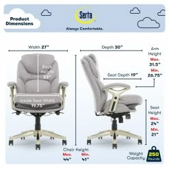 Budget 🤩 Serta At Home Serta Ergonomic Executive Office Chair With Back In Motion Technology Light Gray ✨ -Deals Writing Desks Store 2404180 7 L
