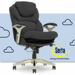 Promo 🛒 Serta At Home Serta Ergonomic Modern Fabric Executive Office Chair In Dark Gray 👍