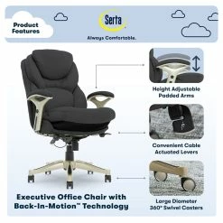 Promo 🛒 Serta At Home Serta Ergonomic Modern Fabric Executive Office Chair In Dark Gray 👍 20 Promo 🛒 Serta At Home Serta Ergonomic Modern Fabric Executive Office Chair In Dark Gray 👍 -Deals Writing Desks Store 2404181 7 L