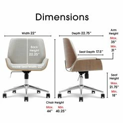 Best Pirce 🔥 Elle Décor Elle Decor Ophelia Office Chair Light Gray 😍 -Deals Writing Desks Store 2404188 4 L
