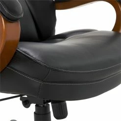 New 👍 Serta At Home Serta Conway Big And Tall Executive Office Chair With Wood Accents Black 🥰 -Deals Writing Desks Store 2404193 24 L