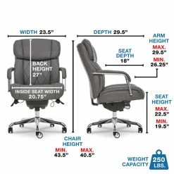 Coupon ⌛ La-Z-Boy Office La-Z-Boy Sutherland Modern Faux Leather Gray Leather Executive Office Chair Grey 👏 -Deals Writing Desks Store 2404202 19 L