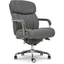Coupon ⌛ La-Z-Boy Office La-Z-Boy Sutherland Modern Faux Leather Gray Leather Executive Office Chair Grey 👏 -Deals Writing Desks Store 2404202 26 L