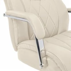 Budget 🎁 La-Z-Boy Office La-Z-Boy Sutherland Quilted Leather Executive Office Chair Ivory White 😀 -Deals Writing Desks Store 2404203 21 L